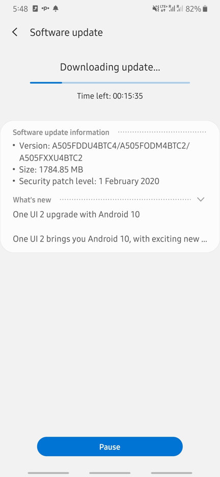 Android 10 لهاتف Samsung Galaxy A50