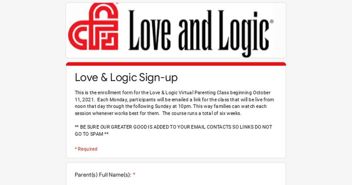 Love & Logic Sign-up