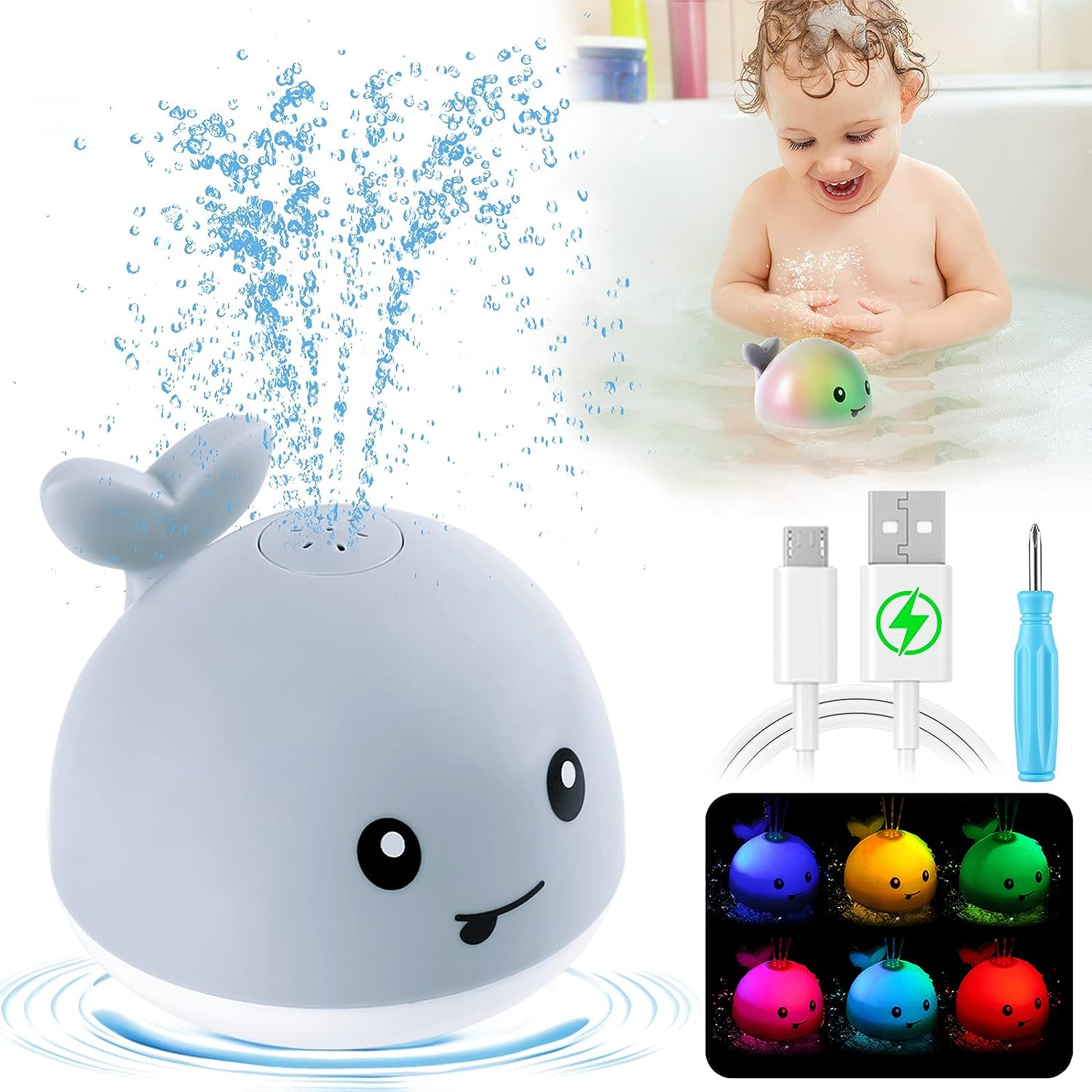 whale sprinkle baby bath toy