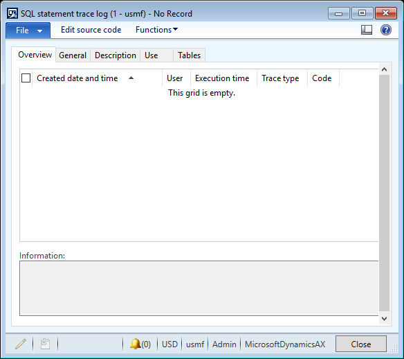  SQL statement trace log