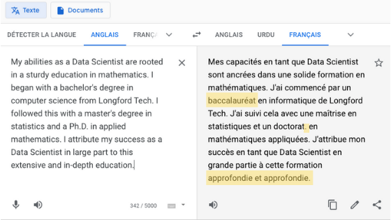 Problème de fiabilité de Google Traduction