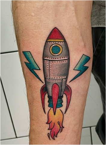 Colourful Rocket Tattoo Designs
