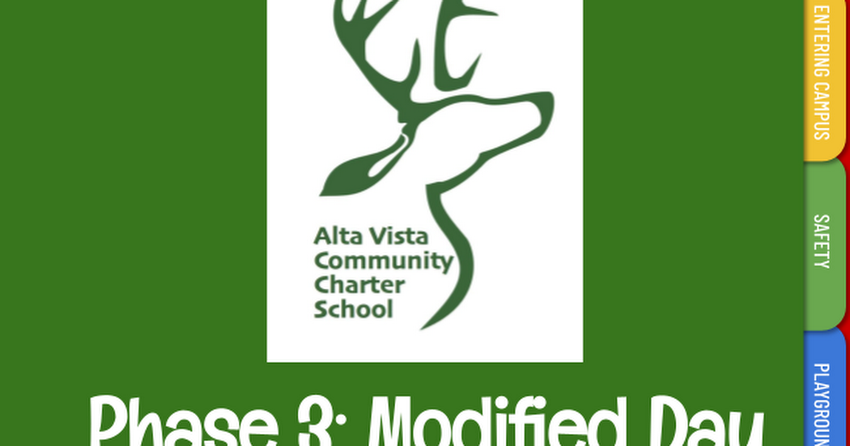 Alta Vista Reopening Protocols- Phase 3