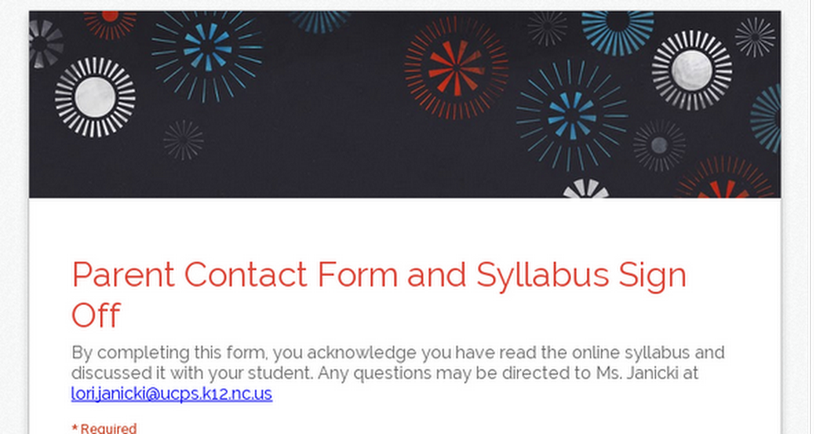Parent Contact Form and Syllabus Sign Off