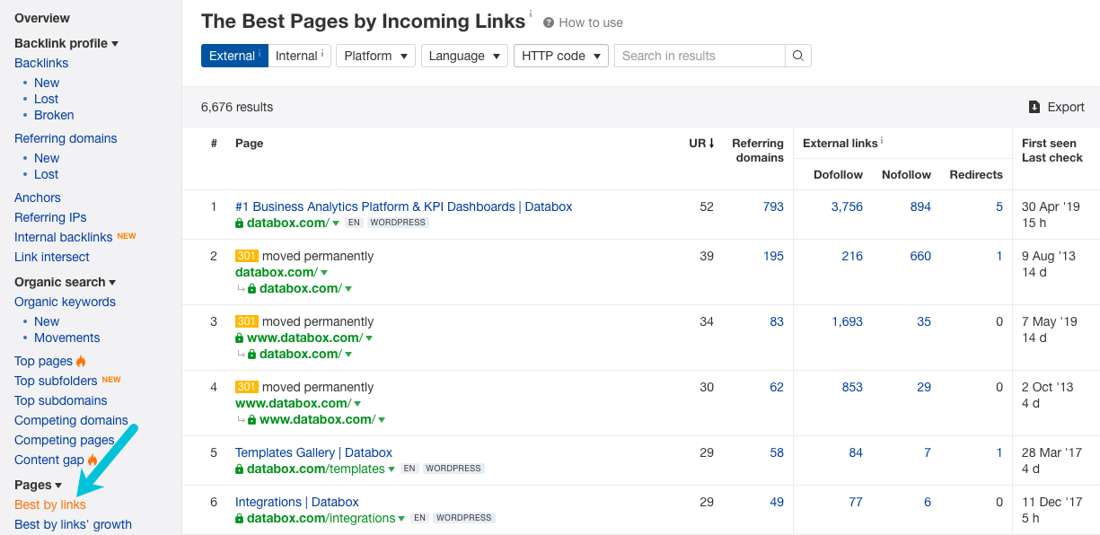 best pages by links ahrefs