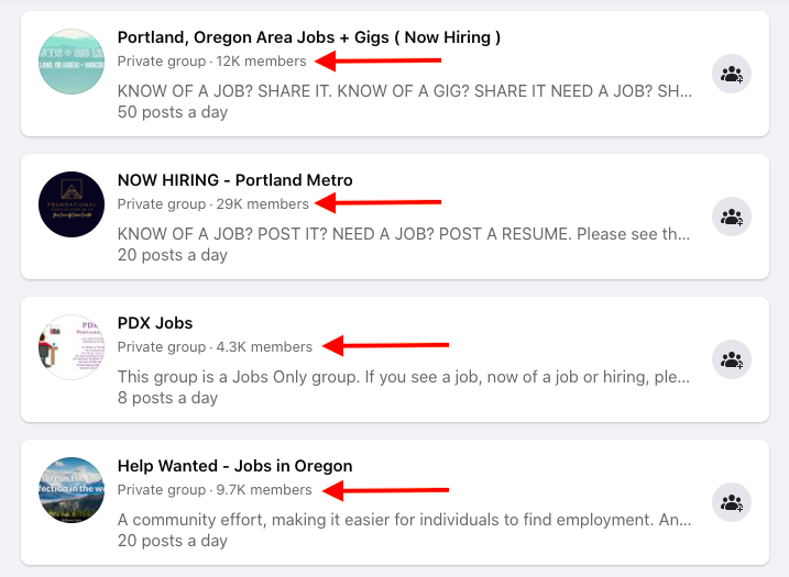 how to find job groups on facebook