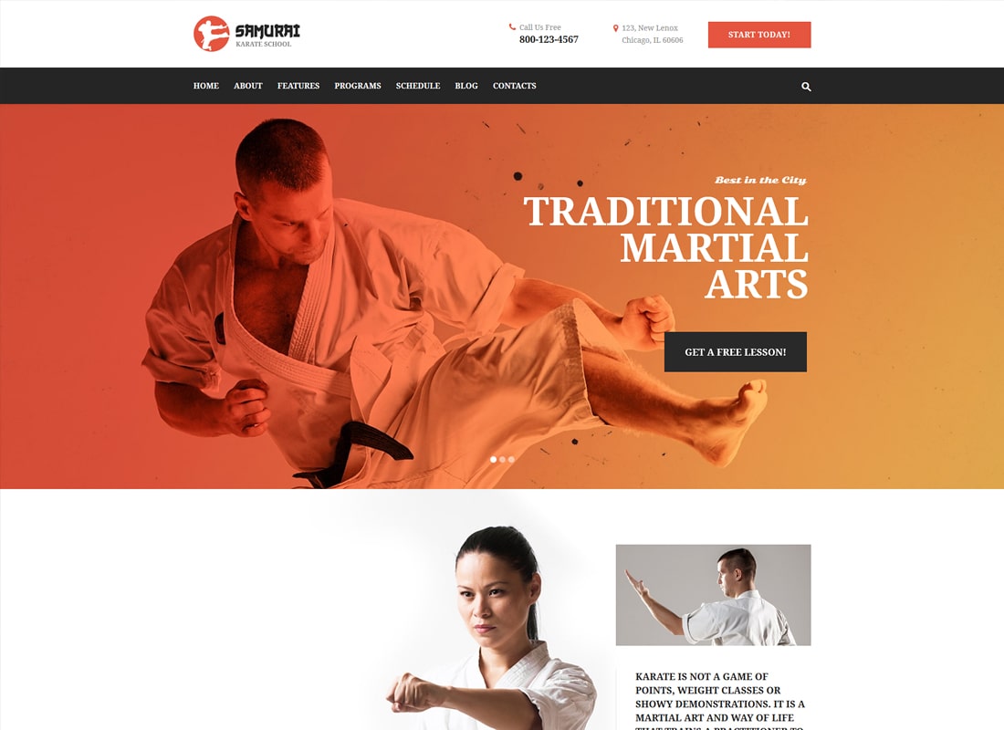 Samurai |  Tema de WordPress para Karate School and Fitness Center