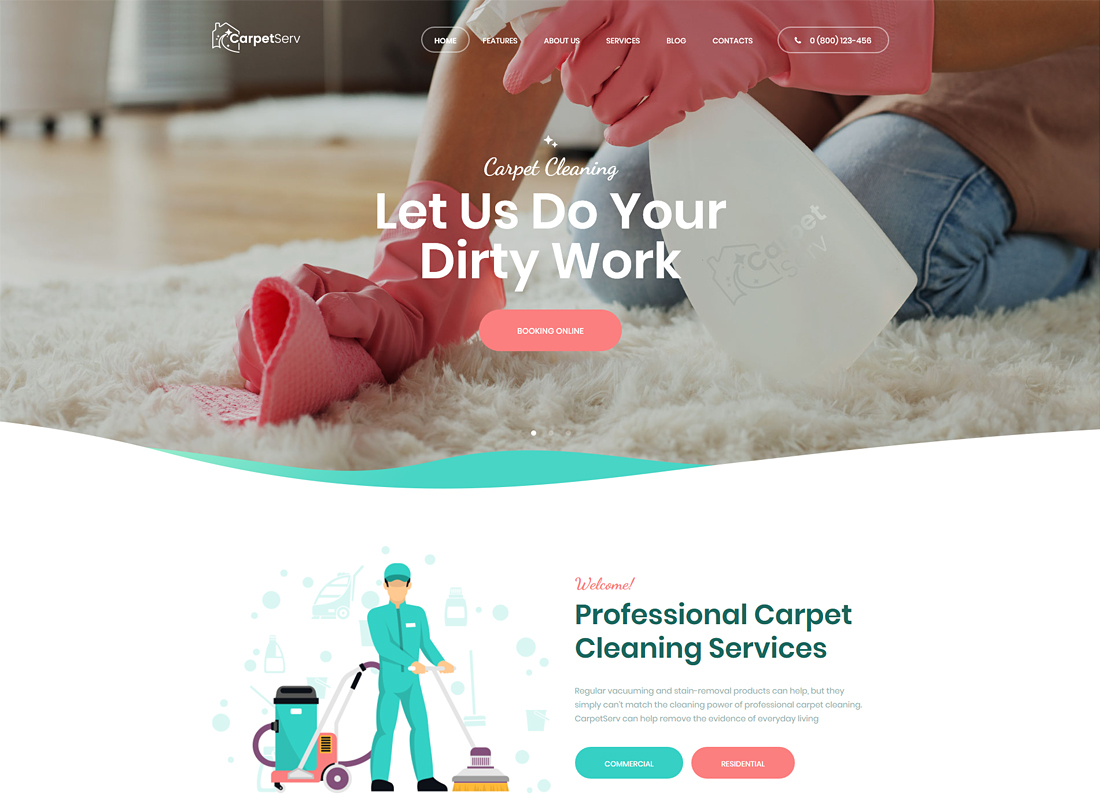 CarpetServ - Tema de WordPress para empresas de limpieza y servicios de limpieza
