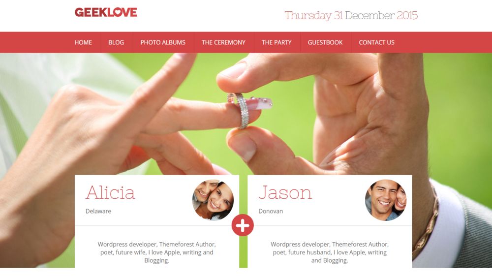 GeekLove - Um tema de casamento WordPress responsivo