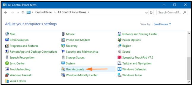 Disable UAC (User Account Control) on Windows 10 through User Account.