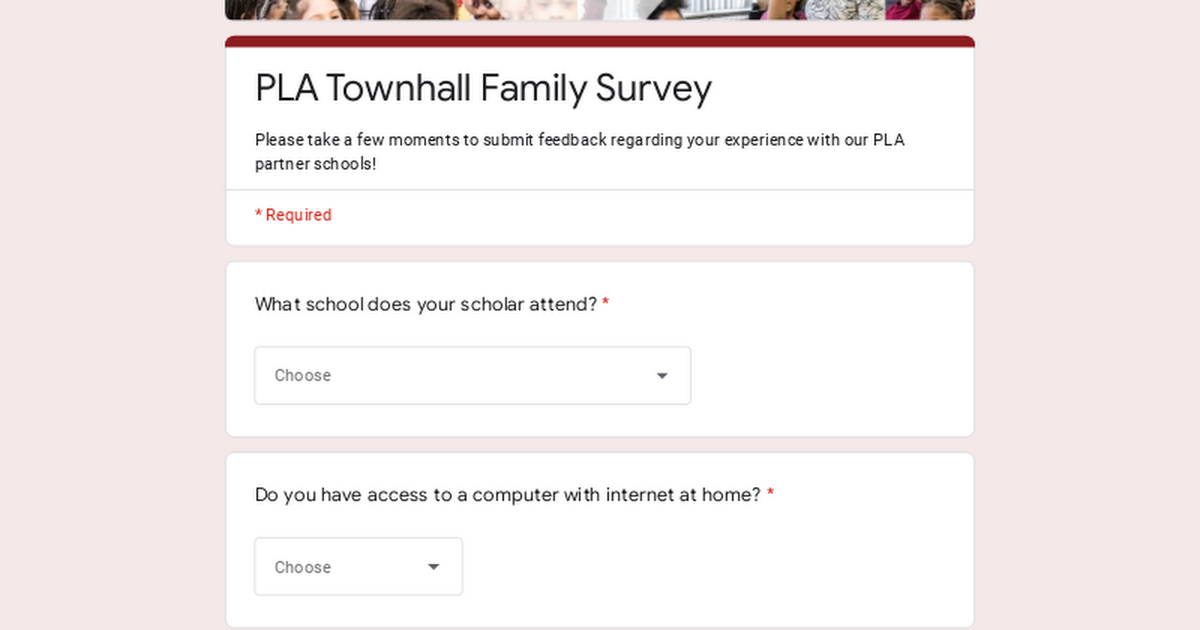PLA Townhall Family Survey