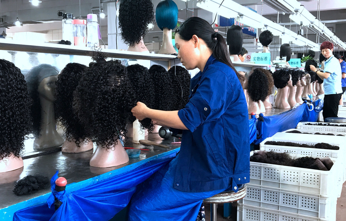A Chinese hair factory supplying hair extensions