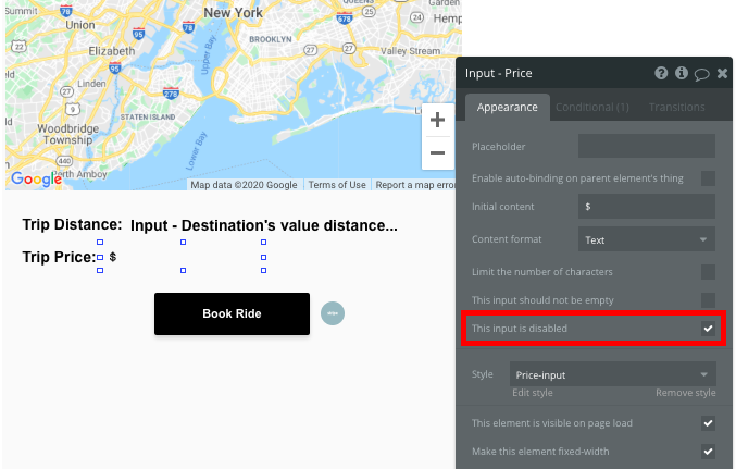 Bubble Uber Clone Tutorial Disable Input Trip Pricing