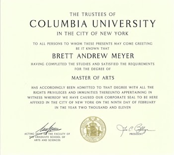 Master of Arts degree diploma