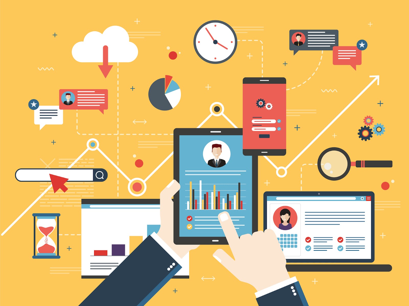 An infographic displaying a variety of digital marketing tactics used by digital marketing agencies. 