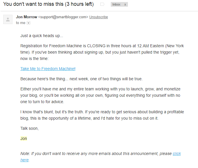 Jon Morrow automated email sequence