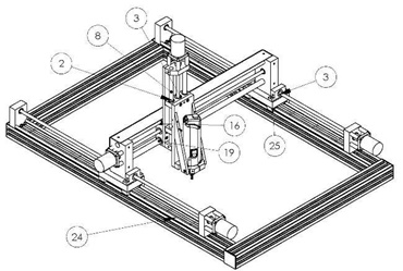 Diagram of a 3D printer using linear axes for movement