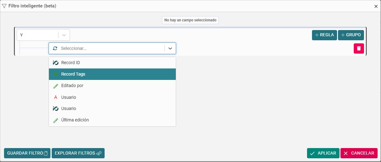 filtros por etiqueta en tablas de datos