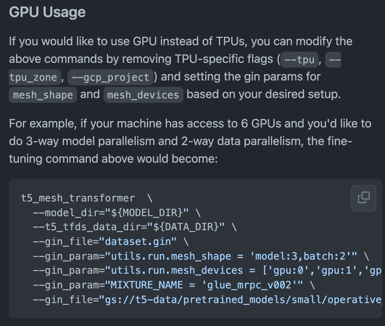 T5 GPU usage