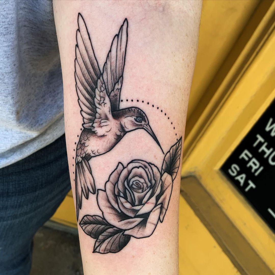  Hummingbird And Rose