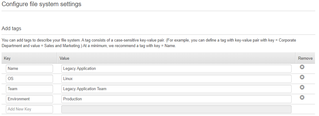 AWS EFS Tags