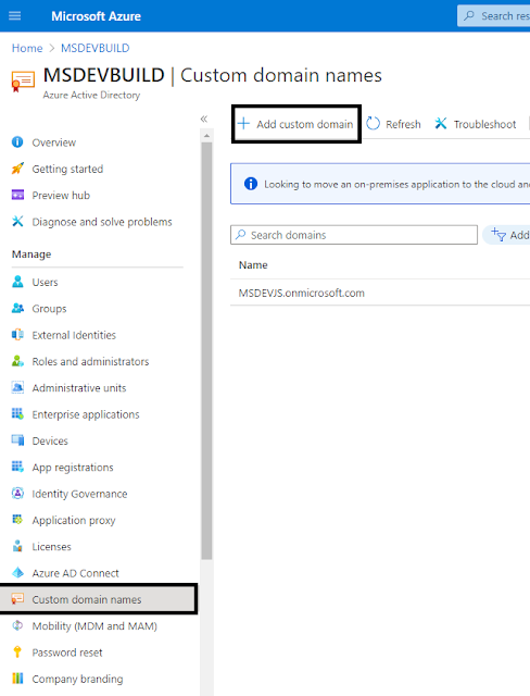 Azure Active Directory(AD) with Custom domain