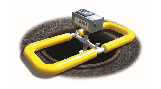 Image of SL-RAT machine over a sewer drain hole opening.