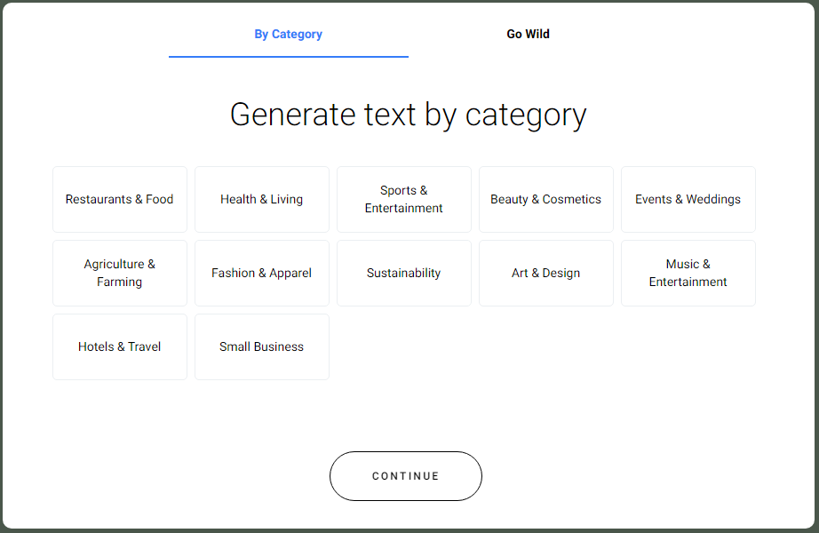 Content Generator categories