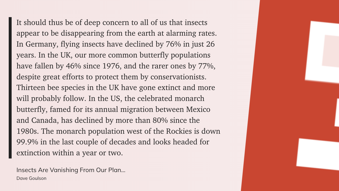 quote on the numbers of insects lost in the UK 