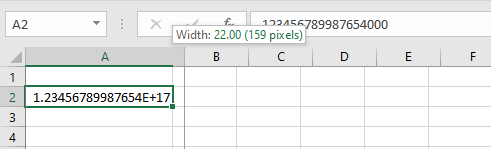 How to stop Excel from rounding by increasing the column width