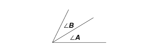 Two adjacent angles, A and B, that share a side.