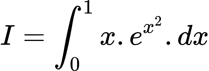 {"type":"align*","font":{"family":"Arial","color":"#000000","size":10},"code":"\\begin{align*}\n{I}&={\\int_{0}^{1}x.e^{x^{2}}.dx}\t\n\\end{align*}","id":"2-0-0-0-0-0-0-0-0-0-0-0-1-1-1-1-1-1-1-1-1-1-0-1-1-0-1-1-0","ts":1601987608896,"cs":"pGV3l+Dlt9MHJA7T5S1RTw==","size":{"width":113,"height":38}}