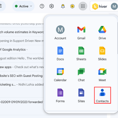Contacts app in google workspace