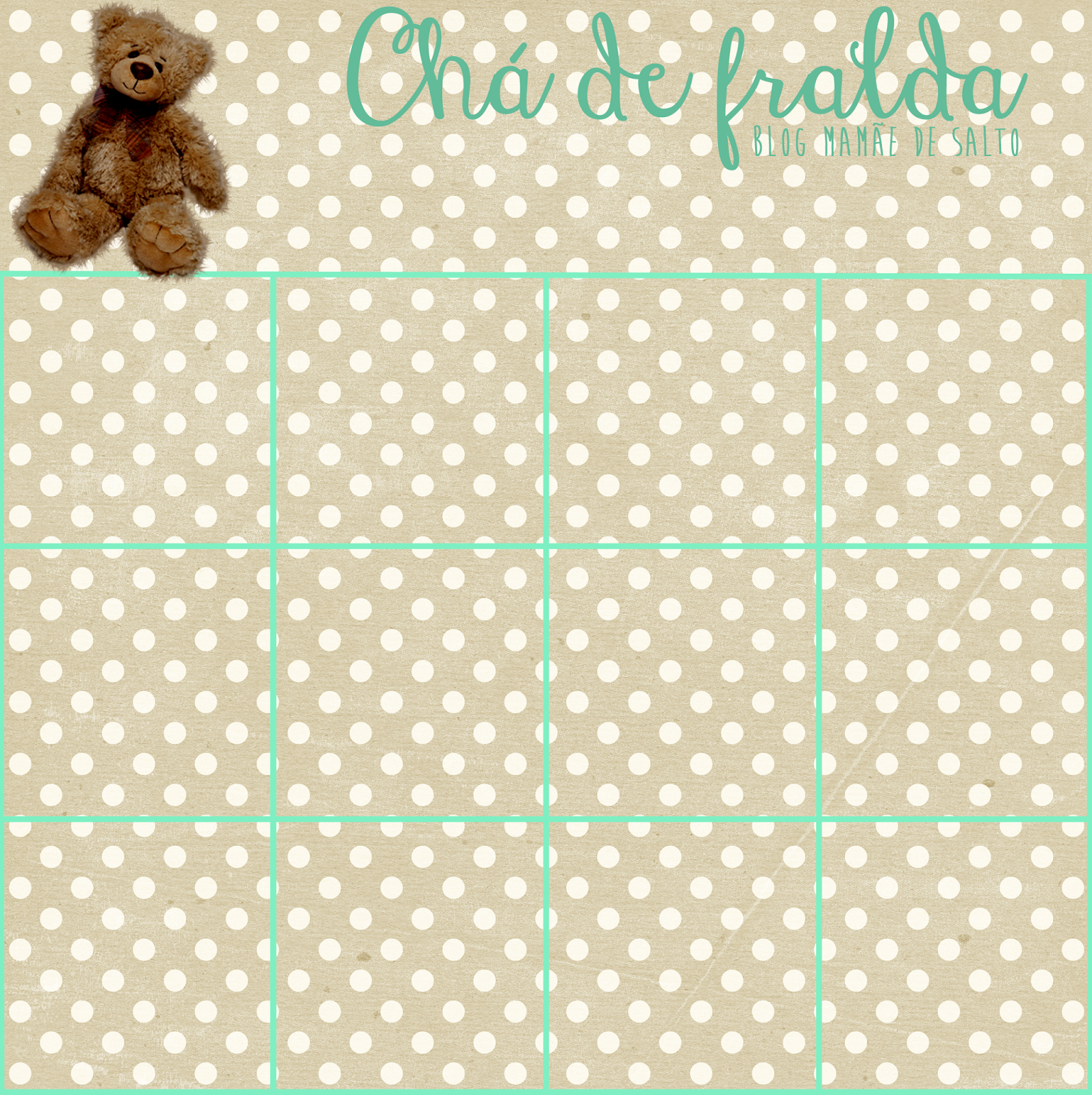 cartela baby bingo unisex blog Mamãe de Salto