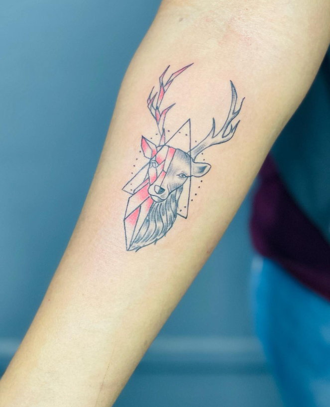 Red & Black Partial Geometric Stag 