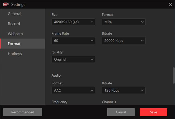 Set the Parameters in iTop Screen Recorder