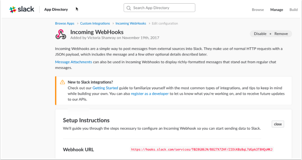 Copying and pasting the Webhook URL in the Picreel-Slack Integration Window