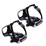 LIOOBO Bike Pedals Bicycle Pedals with Toe Clips and Straps Bike Part Accessory for Bike Cycling Bicycles (Silver Pedal)