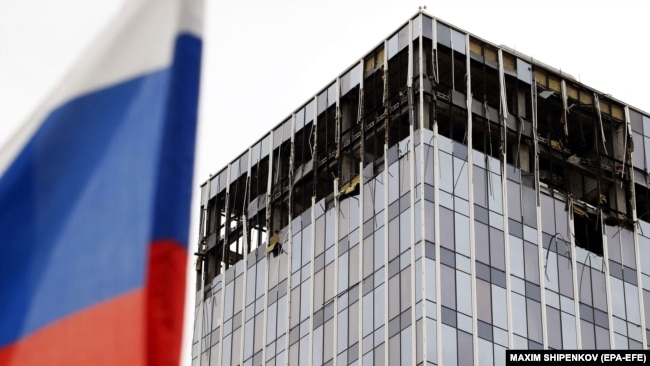 Пошкоджена будівля внаслідок атаки безпілотника у столиці Росії. Москва, 24 липня 2023 року