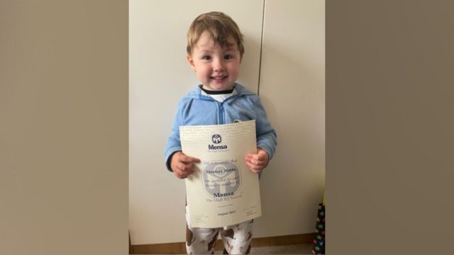Teddy with his Mensa certificate