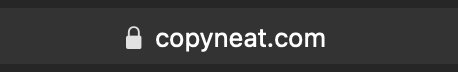 Copyneat.com in the URL bar with a lock symbol on the left of the URL.