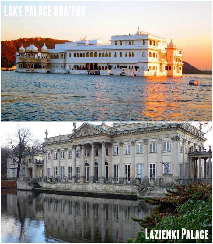 Similar charms of Lake Palace in Udaipur and Lazienki Palace