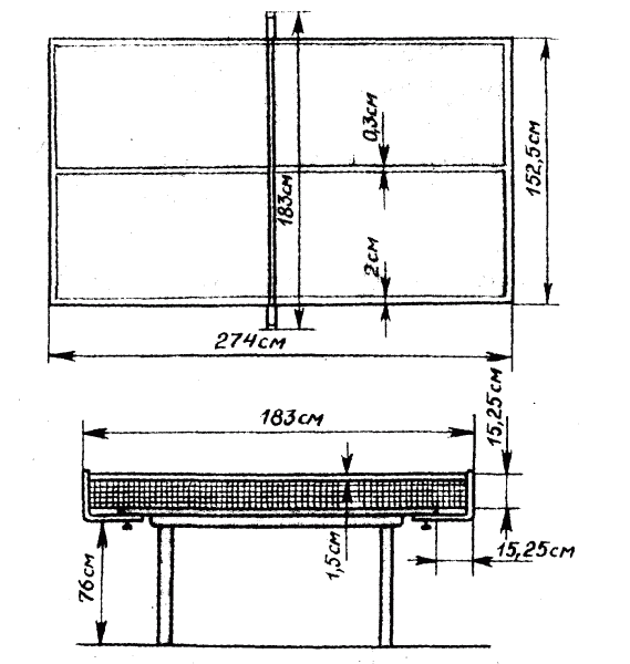 теннис стол размеры