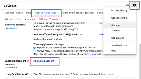 Adicionar conta de e-mail