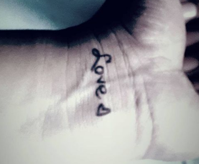Love And Heart Wrist Tattoo