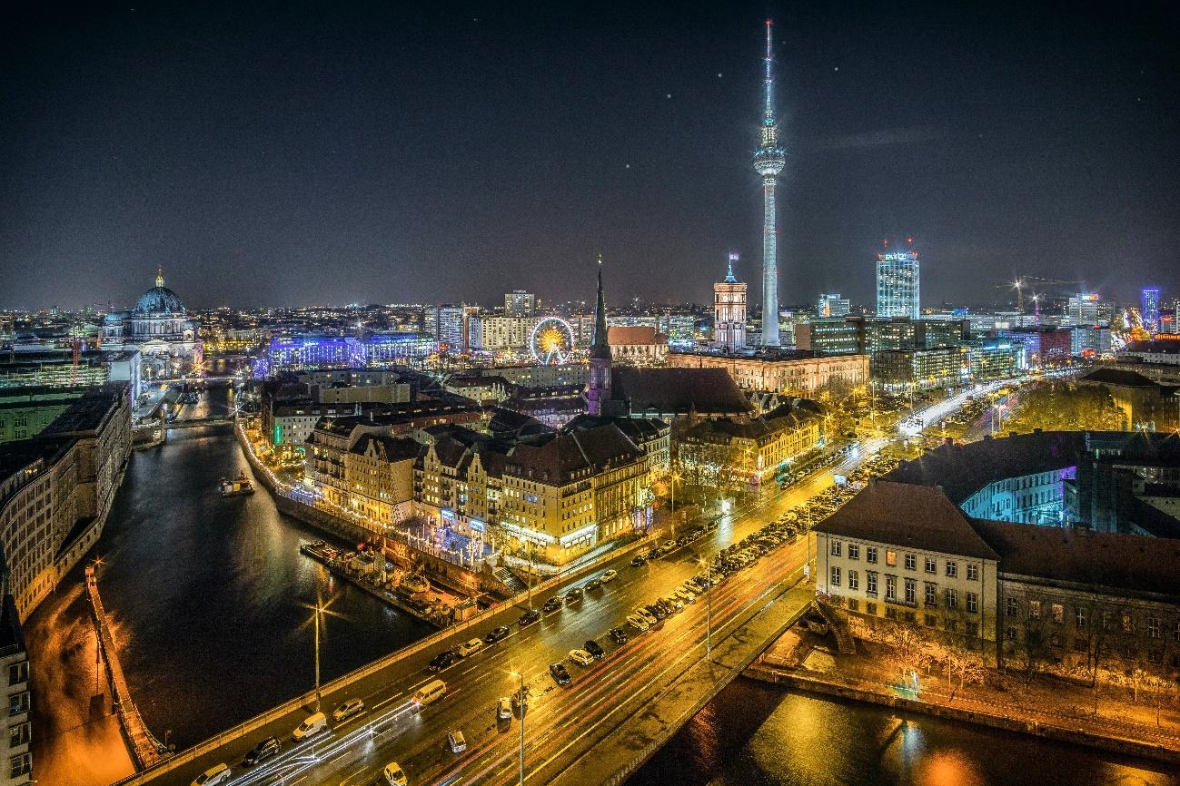 Berlin, ciudad, iluminación, Alemania