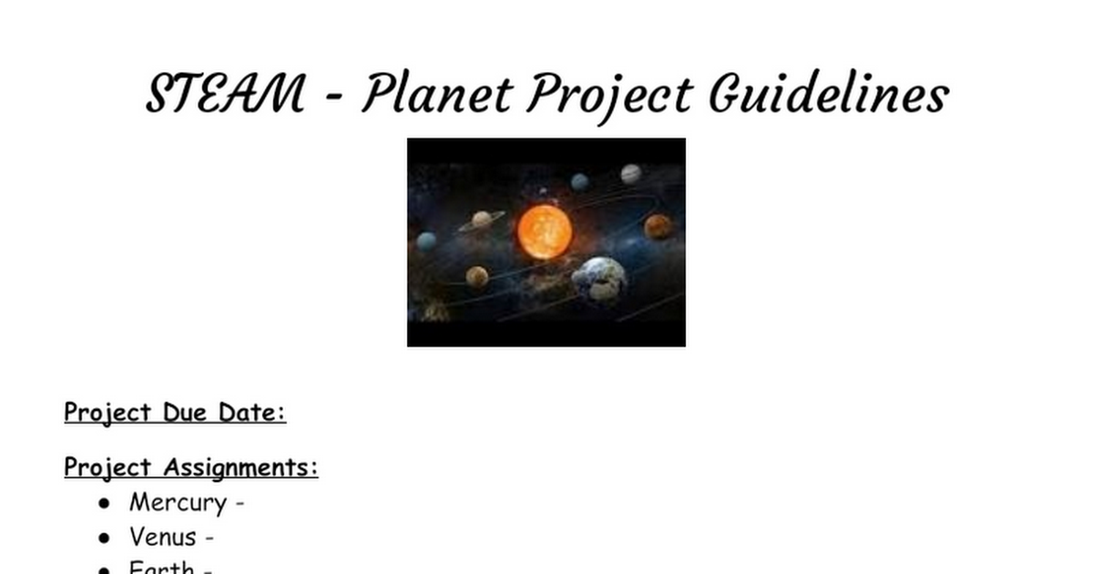 Planet Project Guidelines