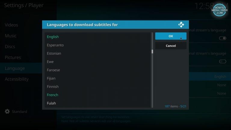 setting language for subtitles on kodi 17 krypton with estuary