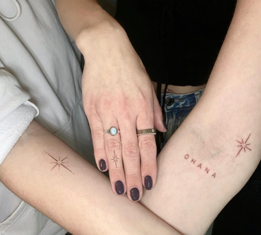 Twinkling Star Cute Friendship Tattoo For Girls
