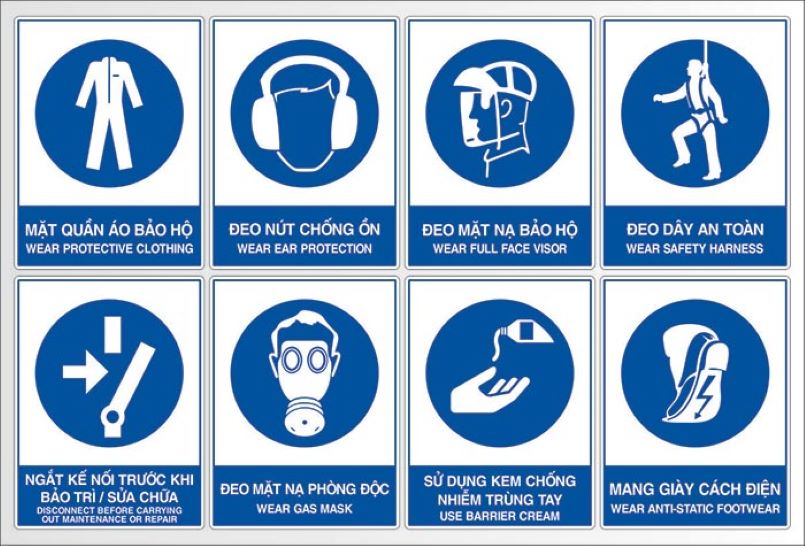 biển báo yêu cầu đeo dụng cụ bảo hộ 